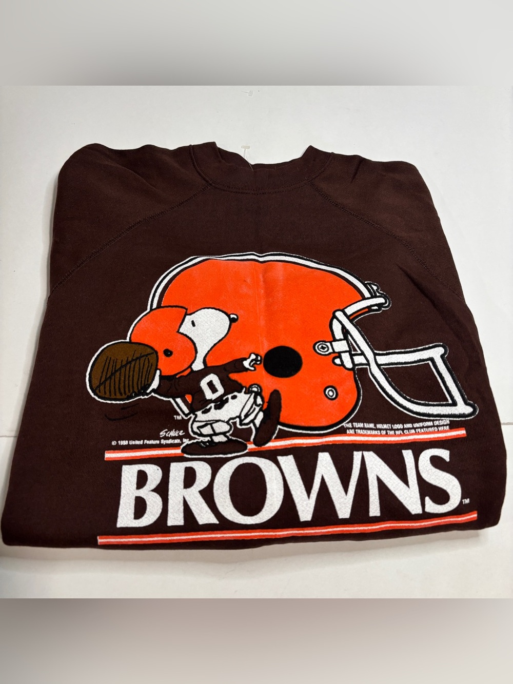 Vintage Cleveland Browns Sweatshirt XL Brown Artex Snoopy 70s 80s NFL